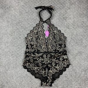 Avidlove Lace Teddy Lingerie Womens 20W Black Halter Bodysuit Floral Plus Sexy